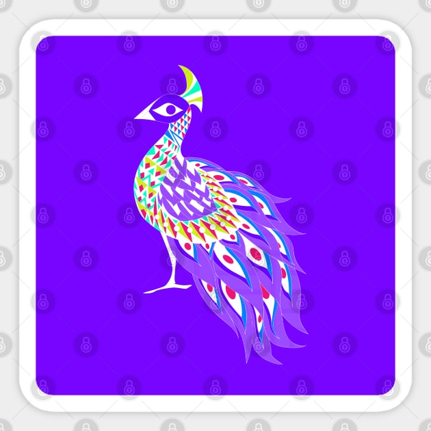 purple shining phoenix peacock ecopop pattern Sticker by jorge_lebeau